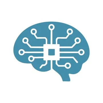Digital brain. Human brain with digital chip, symbol of AI and technologica.. Stock Illustration