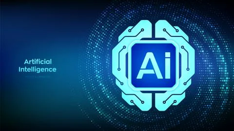 Digital brain icon. AI. Artificial Intelligence technology concept. Neural .. Stock Illustration