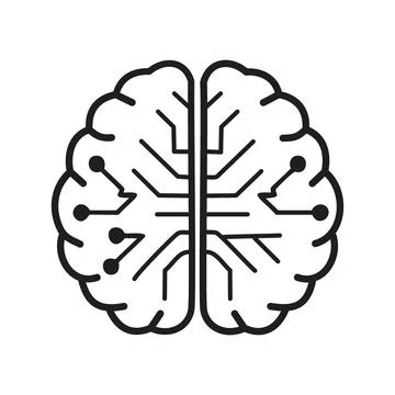 Digital brain icon. Digital brain icon symbolizes artificial intelligence a.. Stock Illustration
