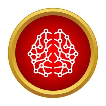 Digital brain icon representing ai, machine learning and data processing Illustrazione stock