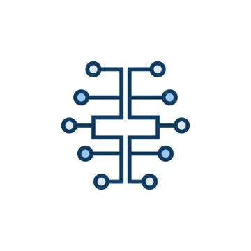 Digital brain icon - vector electric circuit brain AI symbol Stock Illustration