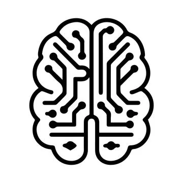 Digital Brain logo or modern line icon. Vector line art and icon design wit.. Stock Illustration