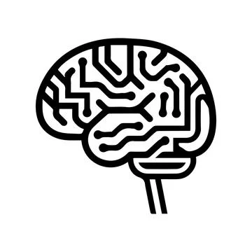Digital Brain logo or modern line icon. Vector line art and icon design wit.. Illustrazione stock