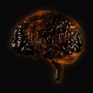 Digital brain in luminous frame shell Illustrazione stock
