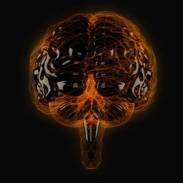 Digital brain in luminous frame shell Illustrazione stock
