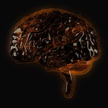 Digital brain in luminous frame shell Illustrazione stock