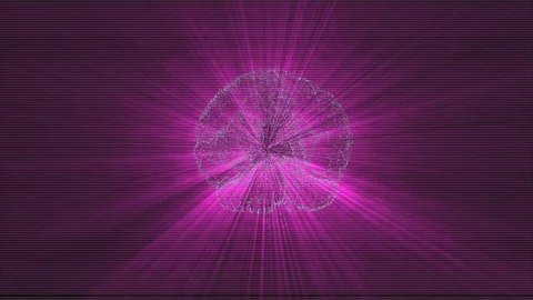 Digital brain made of beaming particles floating in black space and illuminating Stock Footage 121807144