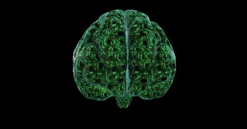 Digital brain made from printed circuit board and processors. Digital neural Illustrazione stock