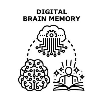 Digital brain memory processing and knowledge learning 스톡 일러스트