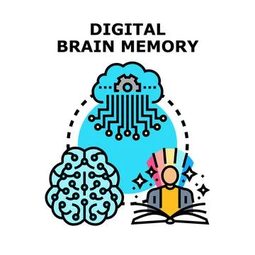 Digital brain memory processing and knowledge learning Stock Illustration