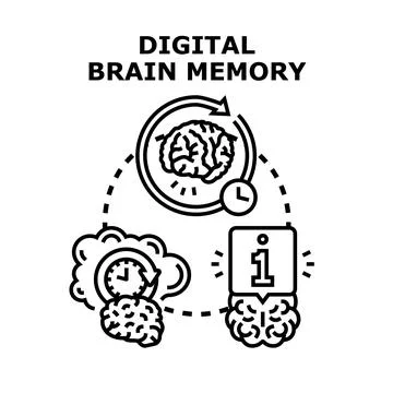 Digital brain memory processing information concept Stock Illustration