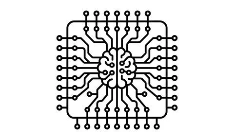 A digital brain microchip processing artificial intelligence and data Stock Illustration