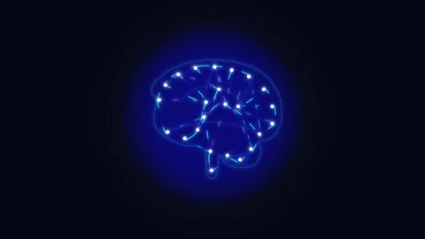 Digital brain network animation glowing blue technology loop footage Stock Footage 346546894
