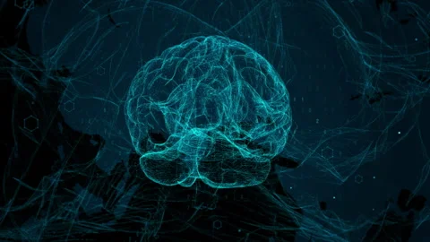 Digital Brain Network Visualization with Futuristic Blue Neural Connections 库存影片 339119087