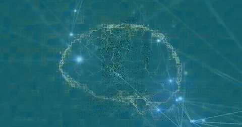 Digital brain network visualizing artificial intelligence connections and data Stock Photos