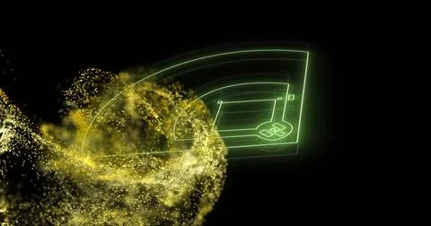 Digital brain with neural network image over glowing particles Foto stock