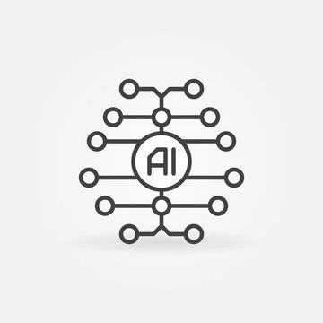 Digital Brain outline icon. Vector AI concept line symbol イラスト素材