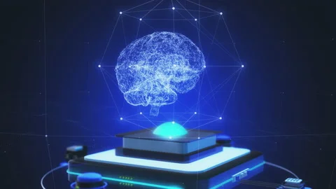 Digital Brain Process in a 3D animation Stock Footage 239039139