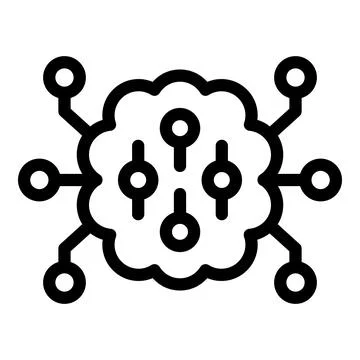 Digital brain processing data through artificial intelligence network Stock Illustration