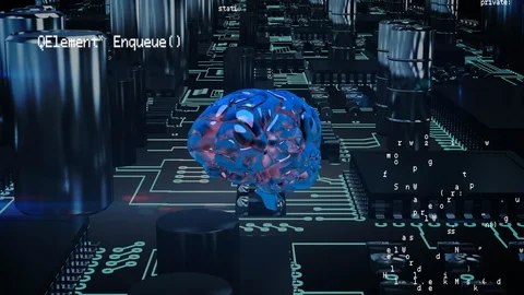 A digital brain, program codes, and digital circuit Stock Footage 112029413