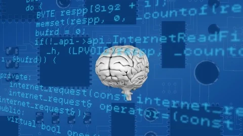 Digital brain with program codes Stock Footage 112003957