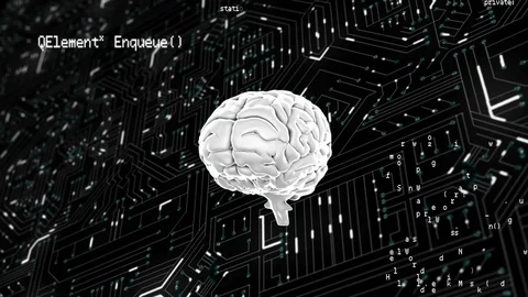 Digital brain with program codes Stock Footage 112012117