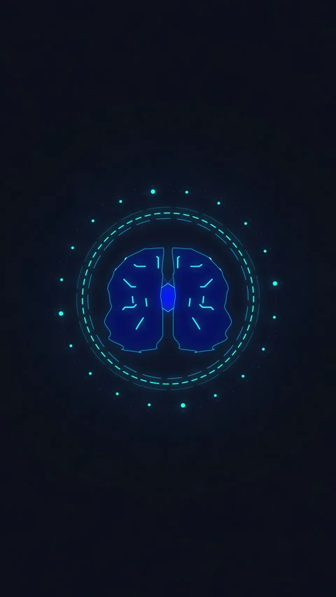 Digital brain scan HUD animation, neural network data, glowing blue lines Stock Footage 348327925