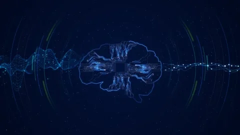 Digital brain scan merging human ai brain network circuit hologram. futuristic Stock Footage 311971776