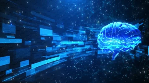 Digital brain spinning and data processing. Business, technology and digital Stock Footage 312676216