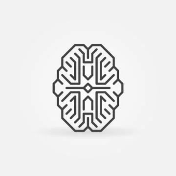 Digital Brain vector outline icon. Cyberbrain concept line sign Stock Illustration