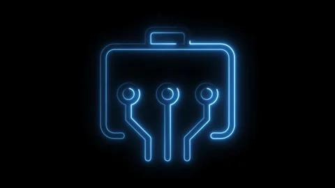 Digital briefcase neon glow with circuit board technology concept Stock Footage 308191375