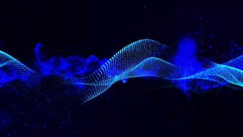 Digital bright blue technology dot wave and dust particle flying on abstrac.. Stock Footage 295191171