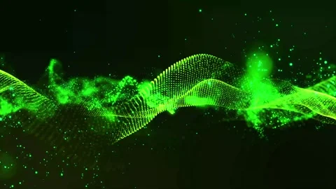 Digital bright green technology dot wave and dust particle flying on abstra.. Stock Footage 295207927