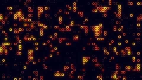 Digital bright orange cube pattern grid Dancing round cube Orange color neo.. Stock Footage 225502020