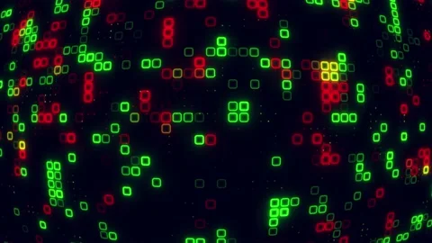 Digital bright Red green pattern grid Dancing round cube Red color neon fut.. Vídeos de archivo 225668022
