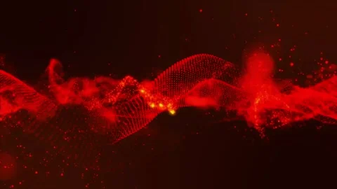 Digital bright red technology dot wave and dust particle flying on abstract.. Stock Footage 295191034