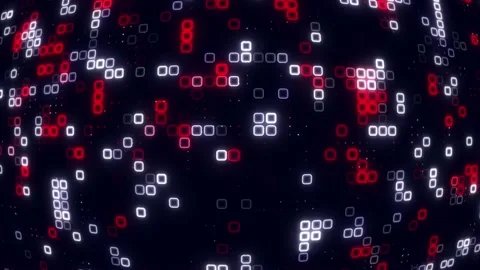 Digital bright Red white pattern grid Dancing round cube Red color neon fut.. Stock-Footage 225668509
