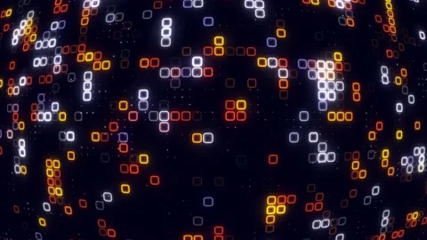 Digital bright white orange pattern grid Dancing round cube white color neo.. 스톡 동영상 225659897