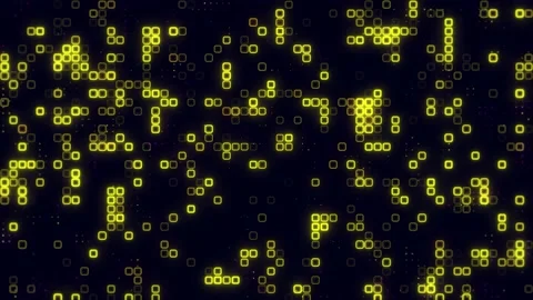 Digital bright white pattern grid Dancing round cube yellow color neon futu.. Vídeos de archivo 225497579