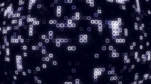 Digital bright white pattern grid Dancing round cube white color neon futur.. Stock Footage 225660439