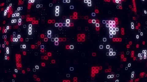 Digital bright white red pattern grid Dancing round cube white color neon f.. Stock Footage 225660432