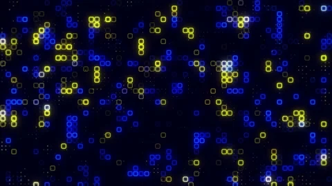 Digital bright yellow blue pattern grid Dancing round cube yellow color neo.. Stock Footage 225495493
