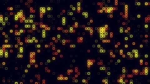 Digital bright yellow orange pattern grid Dancing round cube yellow color n.. 스톡 동영상 225496652