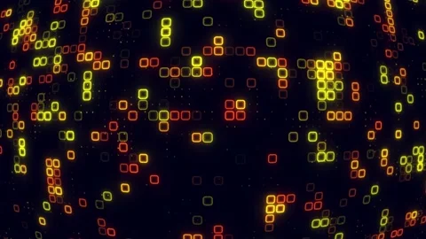 Digital bright yellow orange pattern grid Dancing round cube yellow color n.. Stock Footage 225668822
