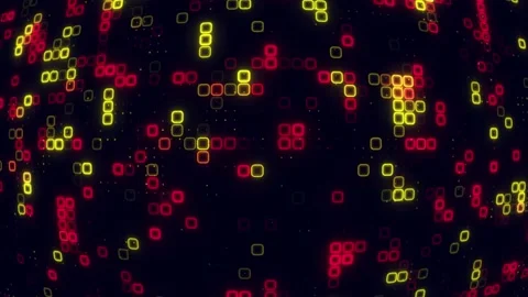 Digital bright yellow red pattern grid Dancing round cube yellow color neon.. Stock Footage 225669082