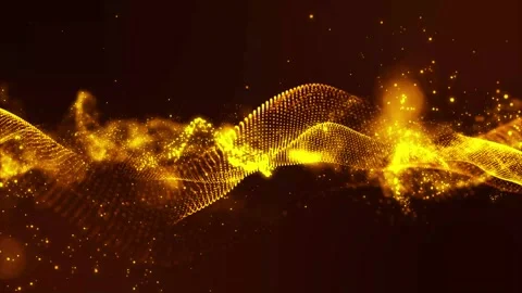 Digital bright yellow technology dot wave and dust particle flying on abstr.. Stock Footage 295191170