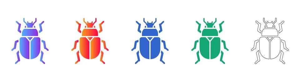 Digital Bug or Software Glitch Diagnostic Icon Set Illustrazione stock