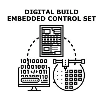 Digital build embedded control set processing system Stock Illustration