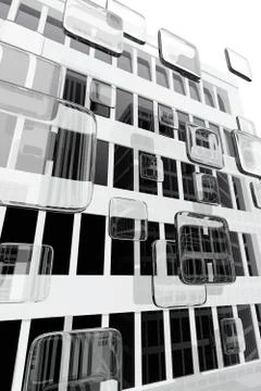 Digital building in the city Stock Photos