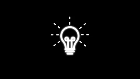 Digital bulb creativity icon animation isolated on black background Stock Footage 333196805
